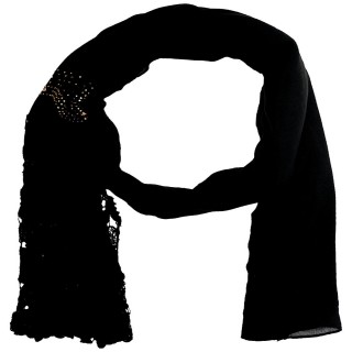 Lace Cotton Diamond Stole- Coal Black